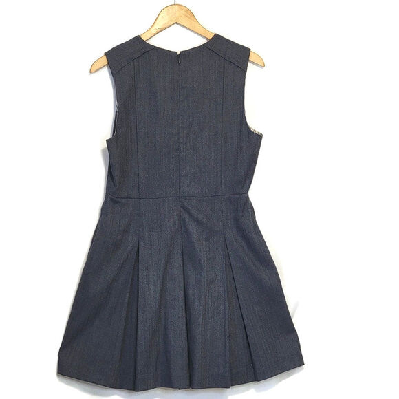 Alice + Olivia Dress Scoop Neck Sleeveless Pleated Wool Midi Classic Gray Size M - Picture 12 of 16